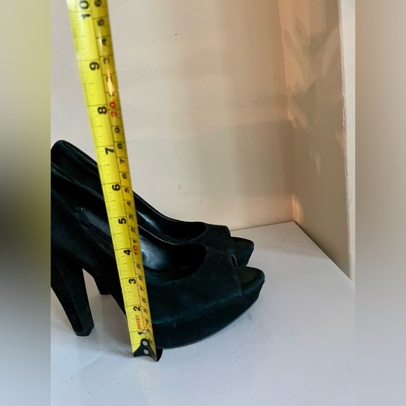 ALDO “Segura” Black Suede Platform Peep Toe Heels size 38 - Picture 3 of 3